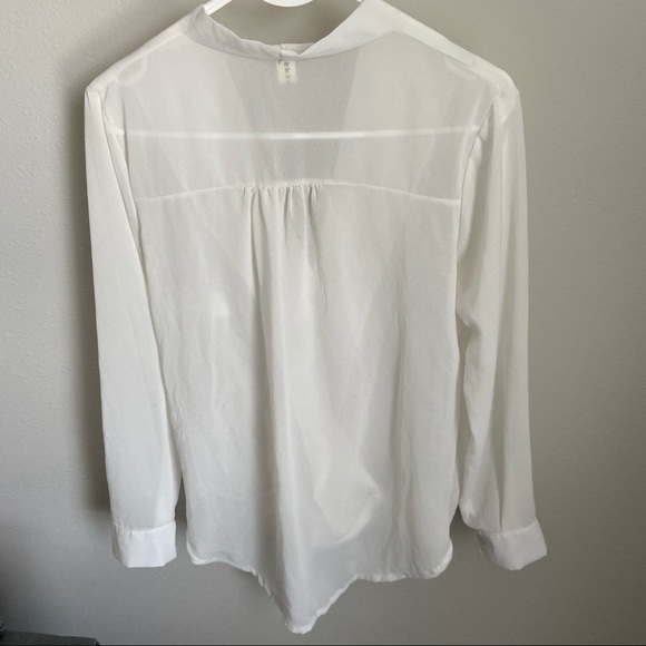 Size S Business Casual Sheer White Blouse - Picture 2 of 3